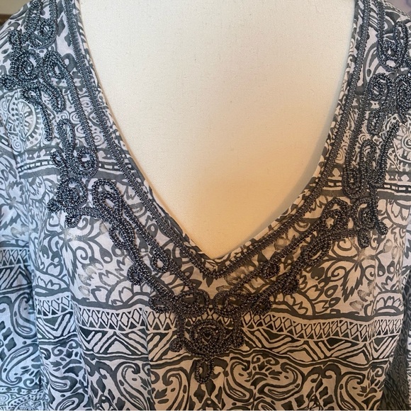 Lands End • Gray & White Embroidered Boho Swimsuit Coverup • Size 1x 16/18W EUC - Picture 2 of 9